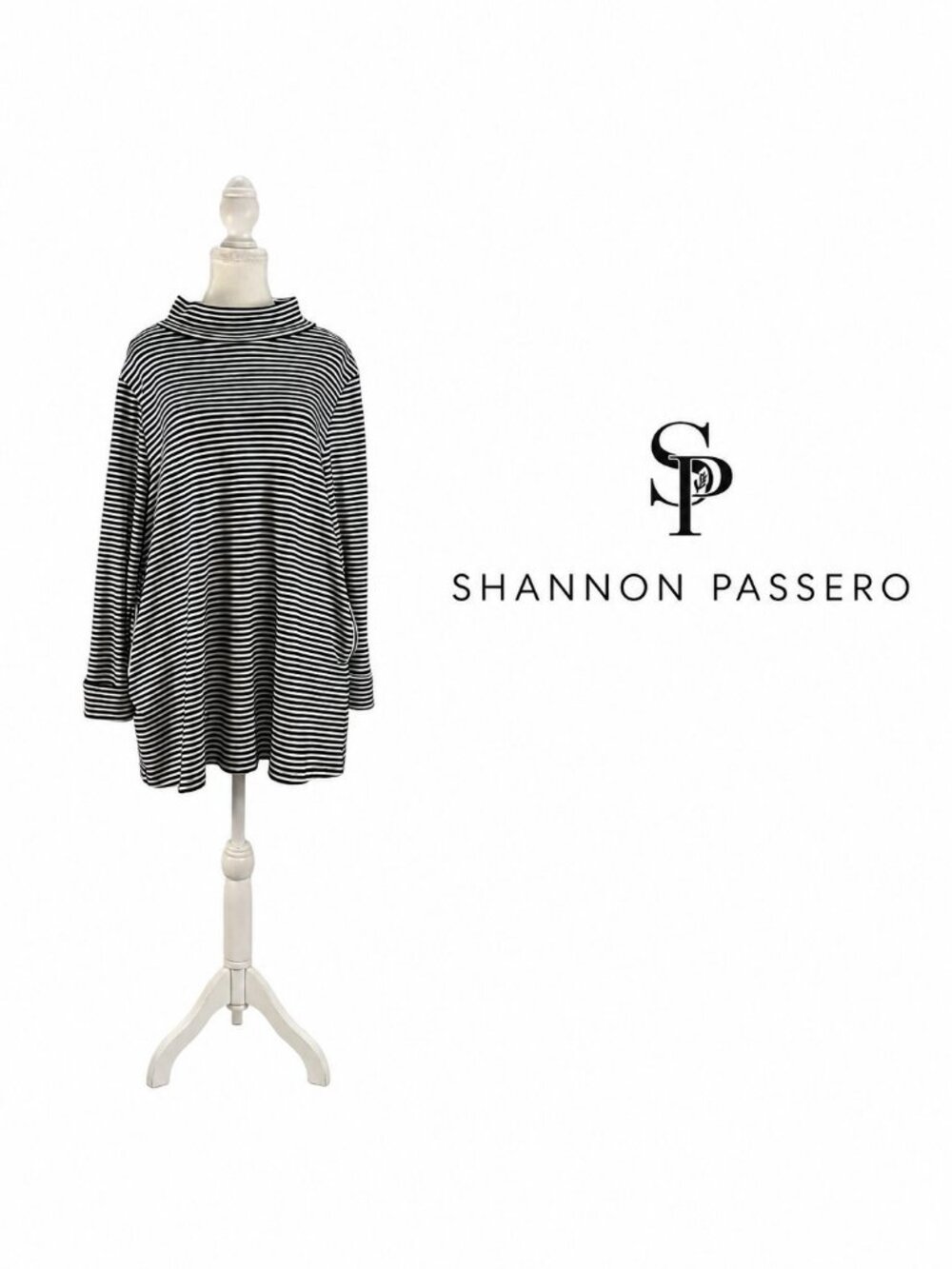 SHANNON PASSERO Black & White Striped Tunic Top –  Medium